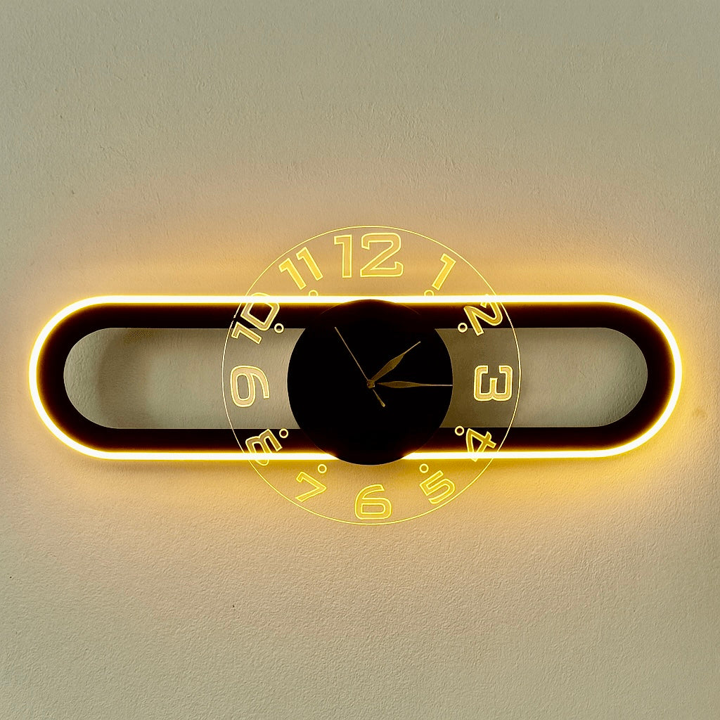 Modern Vertical LED Wall Clock - Glowing Nordic Minimalist Design Silent Wall Clock