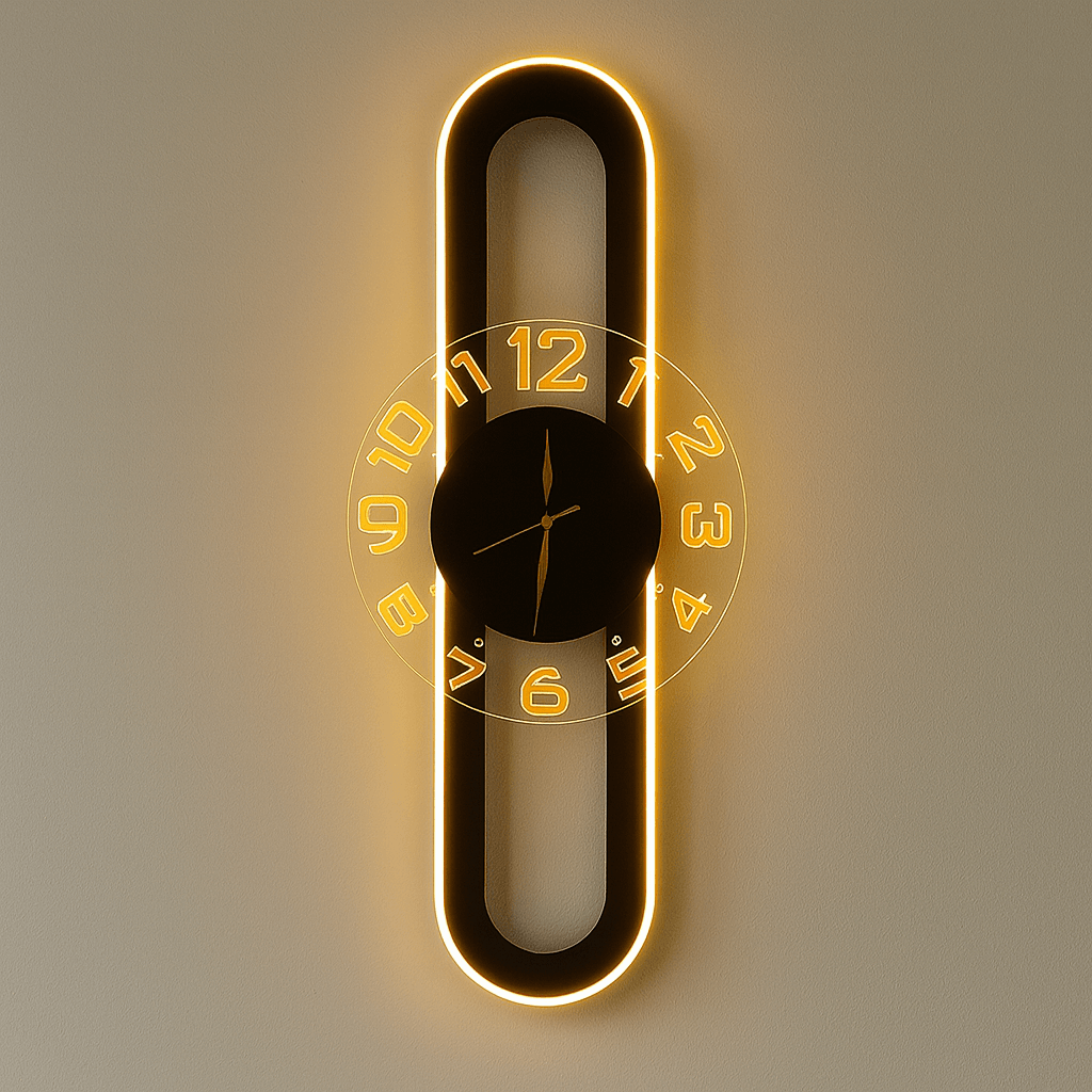 Modern Vertical LED Wall Clock - Glowing Nordic Minimalist Design Silent Wall Clock