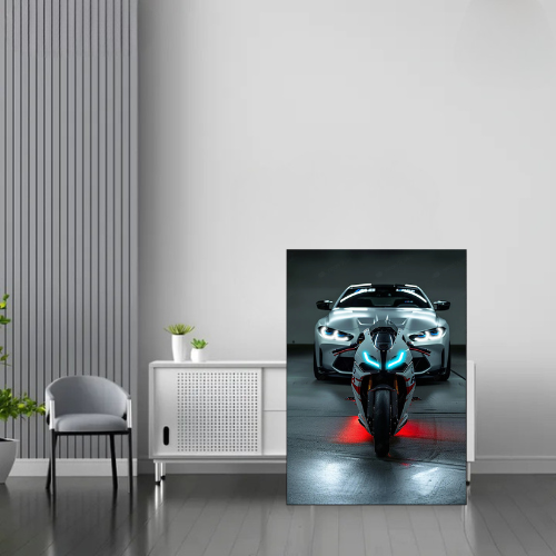 BMW Car and Bike | LED Neon Frame Poster