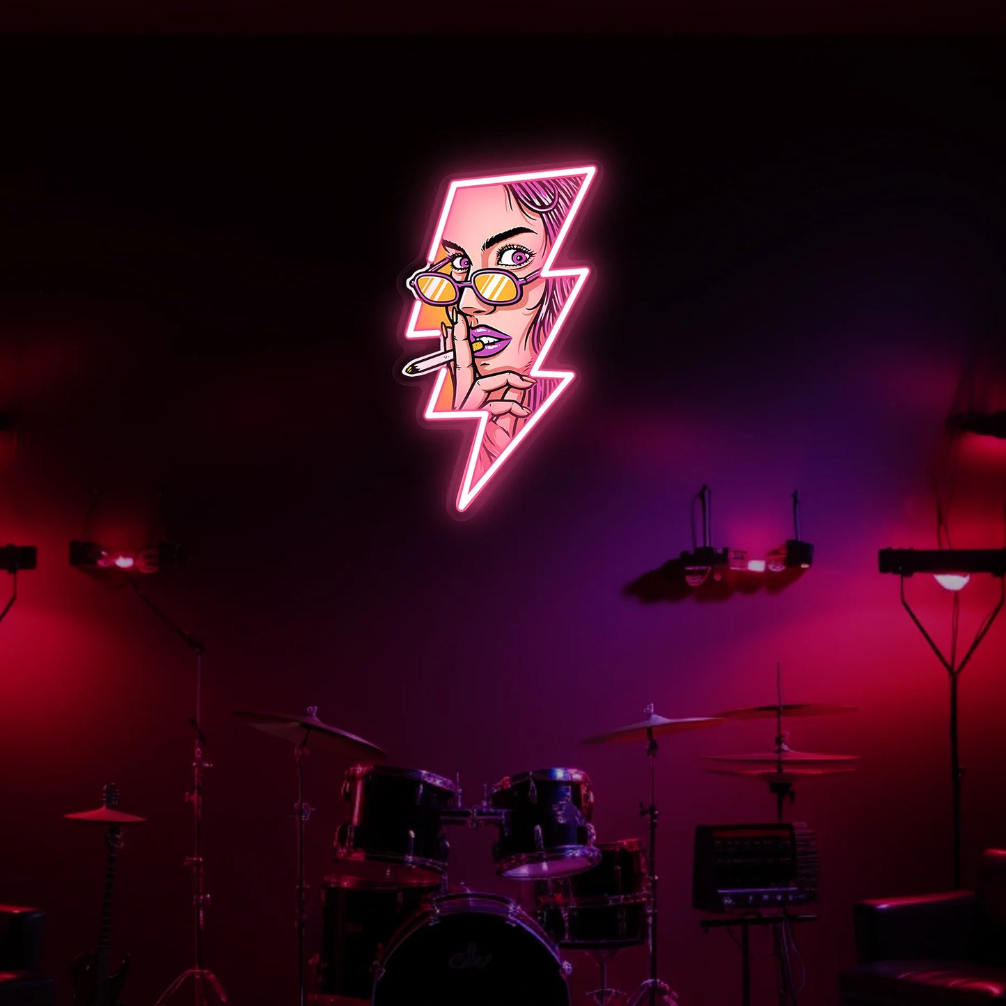 Face in lighting UV Neon sign