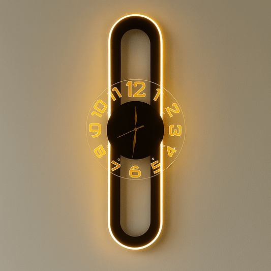 Modern Vertical LED Wall Clock  -  Glowing Nordic Minimalist Design Silent Wall Clock