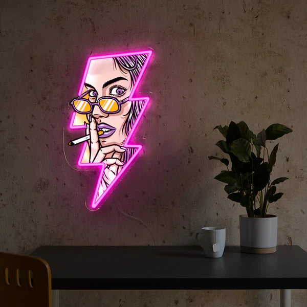 Face in lighting UV Neon sign