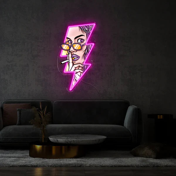 Face in lighting UV Neon sign