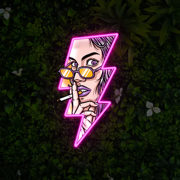 Face in lighting UV Neon sign