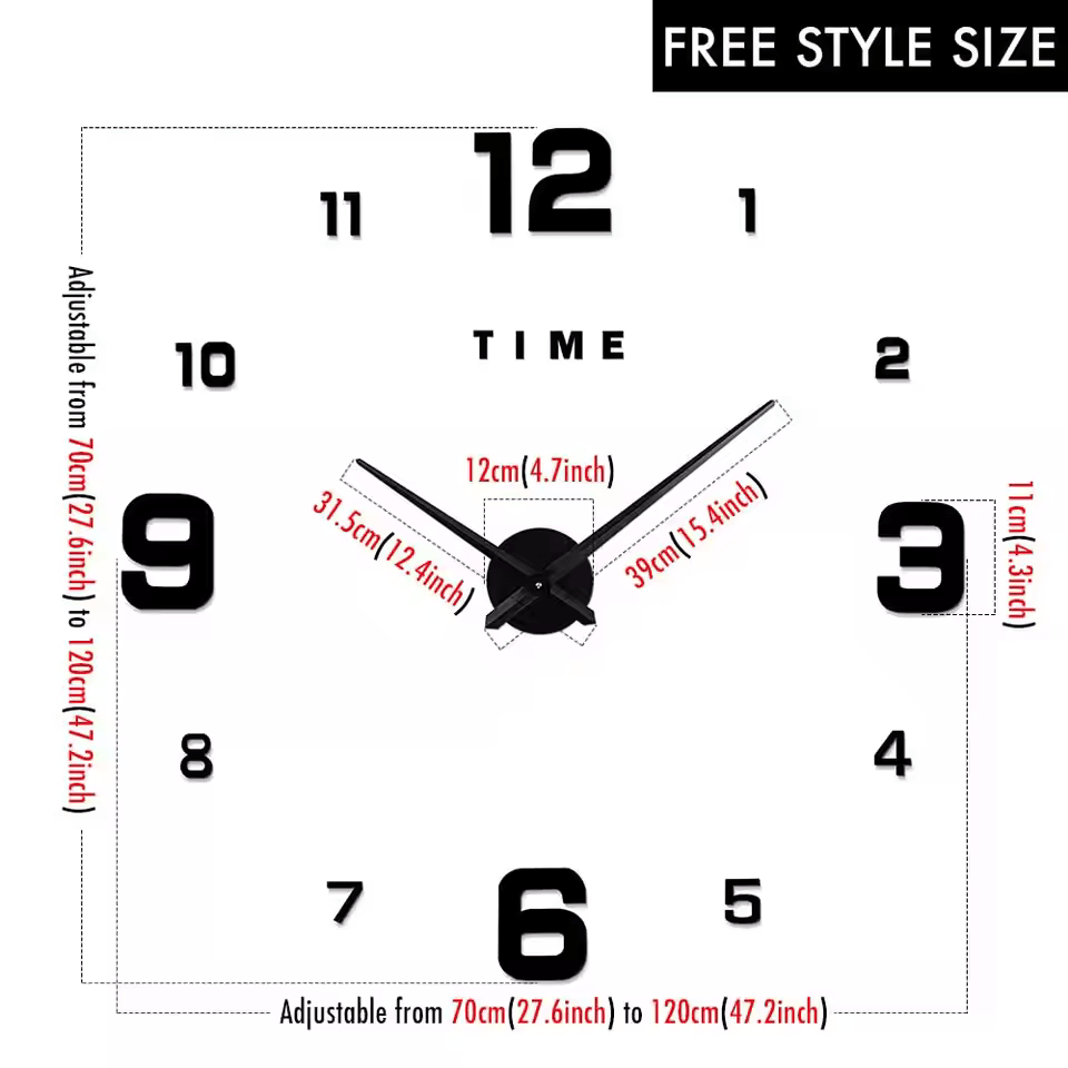 3d Adhesive Wall Clock
