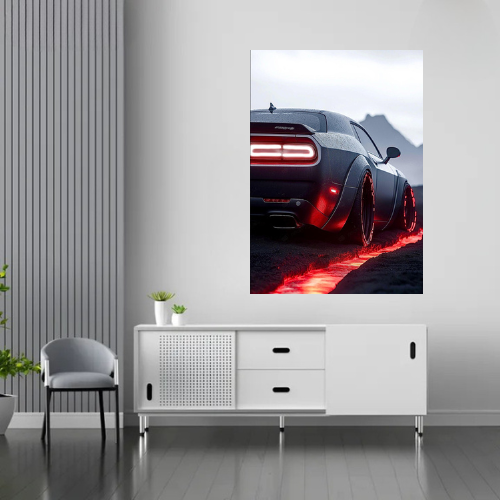 Dodge Challenger Srt Hellcat Redeye BACK | LED Neon Frame Poster