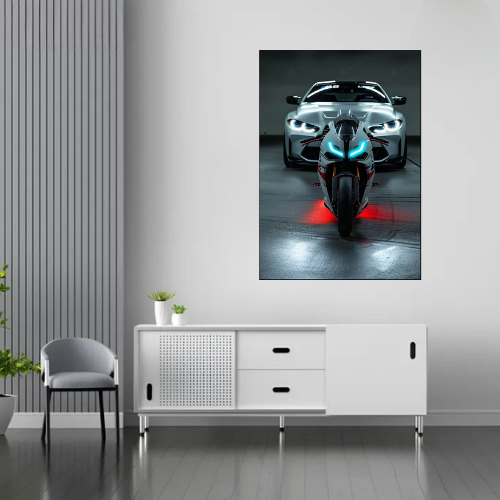 BMW Car and Bike | LED Neon Frame Poster