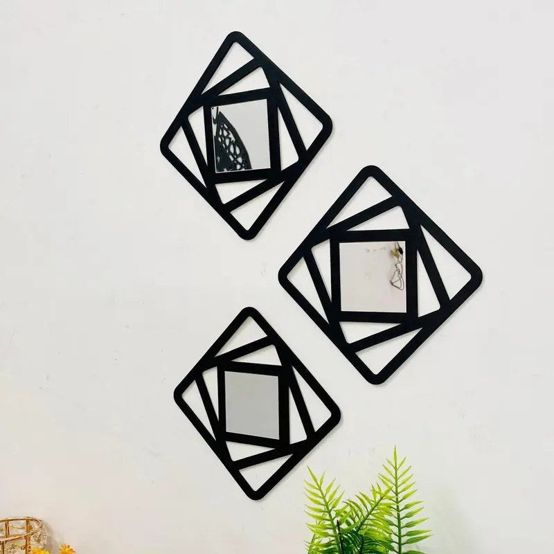 Square Shapes 3Pcs Wall Mirrors