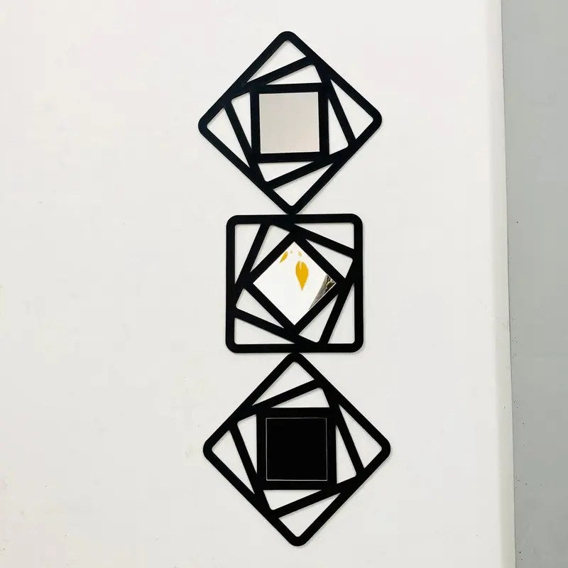 Square Shapes 3Pcs Wall Mirrors