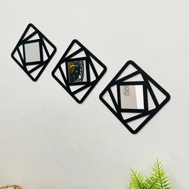 Square Shapes 3Pcs Wall Mirrors