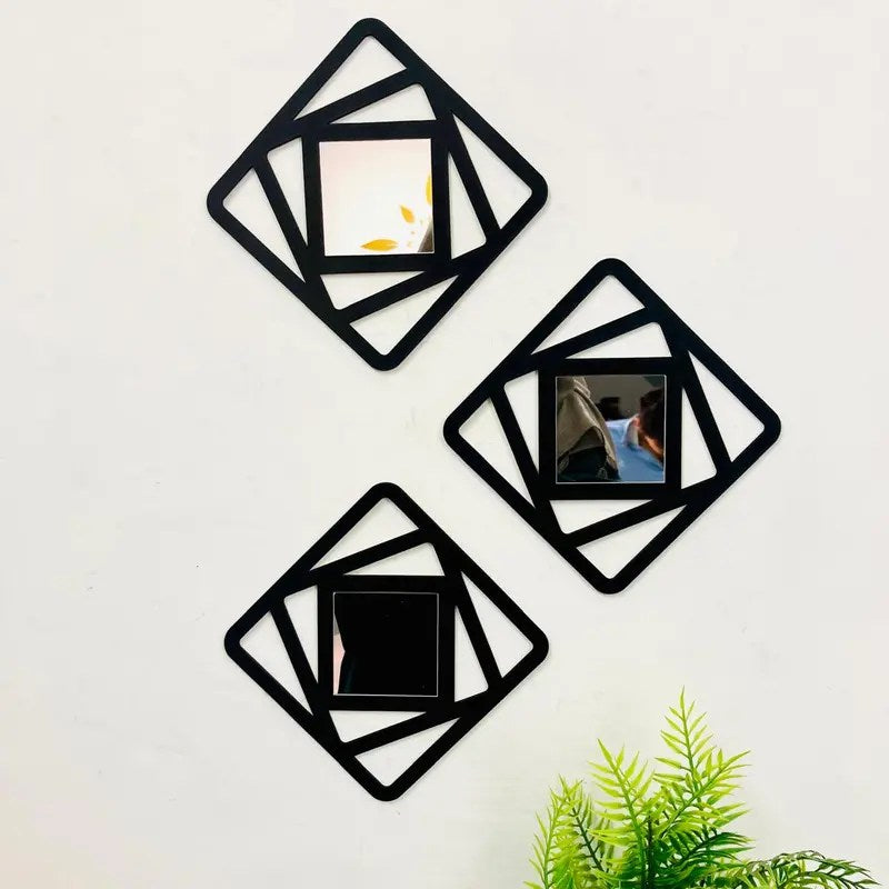 Square Shapes 3Pcs Wall Mirrors