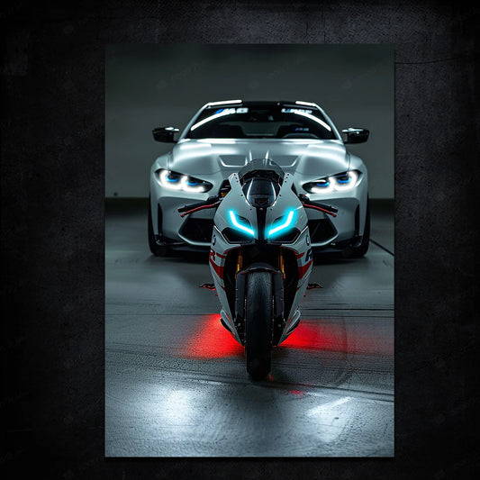 BMW Car and Bike | LED Neon Frame Poster